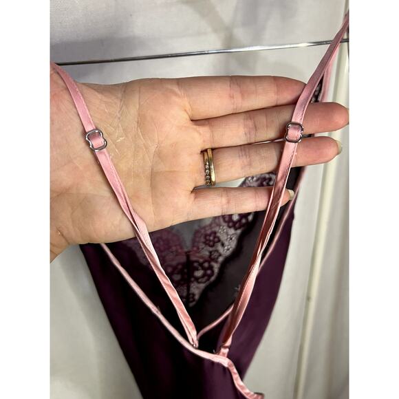 Victoria's Secret Sexy Purple Pink Lace Faux Silk Slip Dress Nightgown - Picture 7 of 10